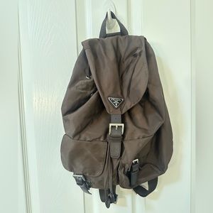 Rich chocolate brown nylon backpack